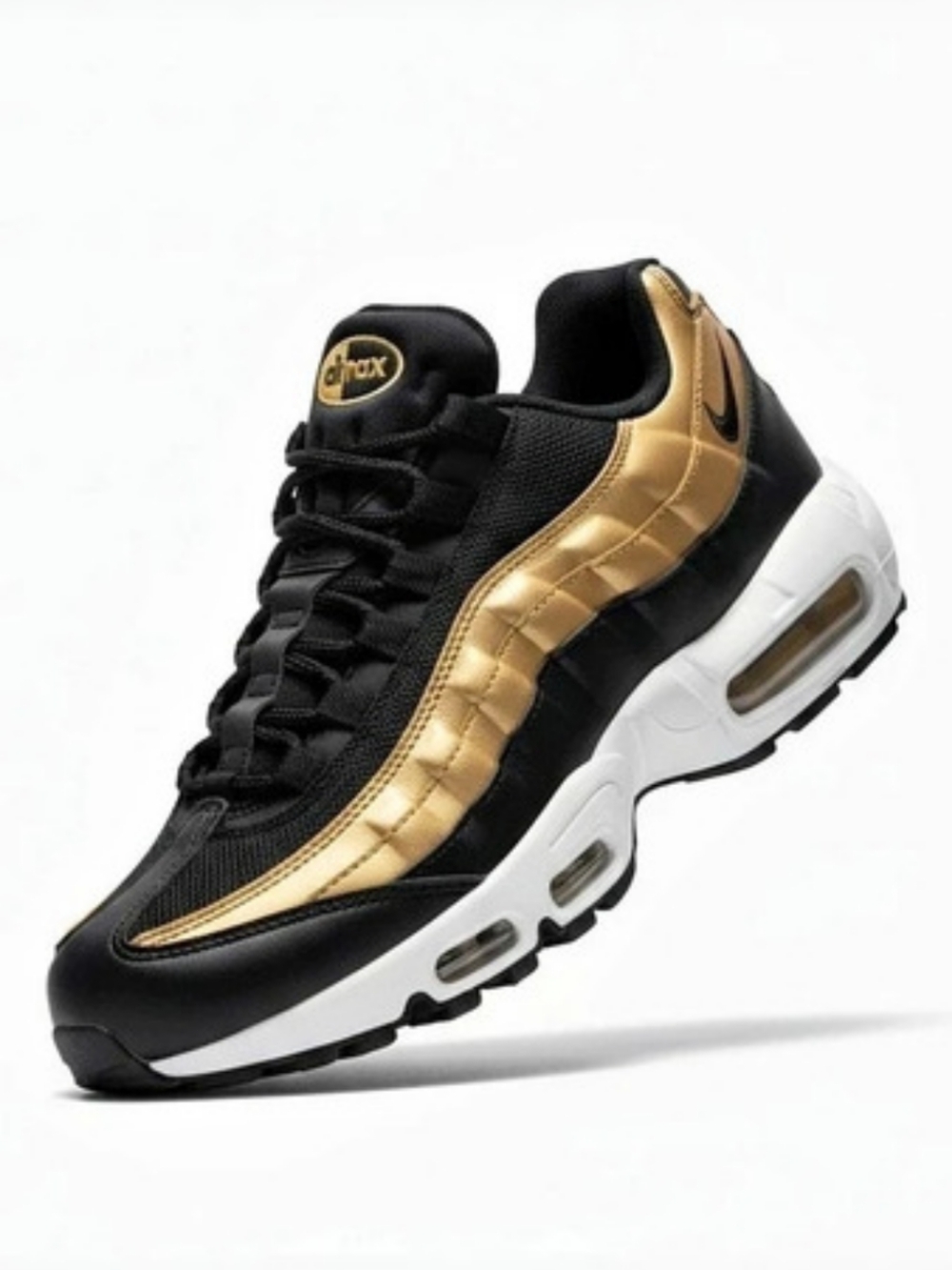 Nike Air Max 95 Premium 'Metallic Gold' Black & Gold Sneakers (7y=8.5)